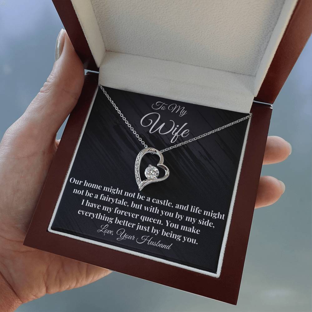 To My Wife -  My Forever Queen - Forever love Necklace (Yellow/White Gold)