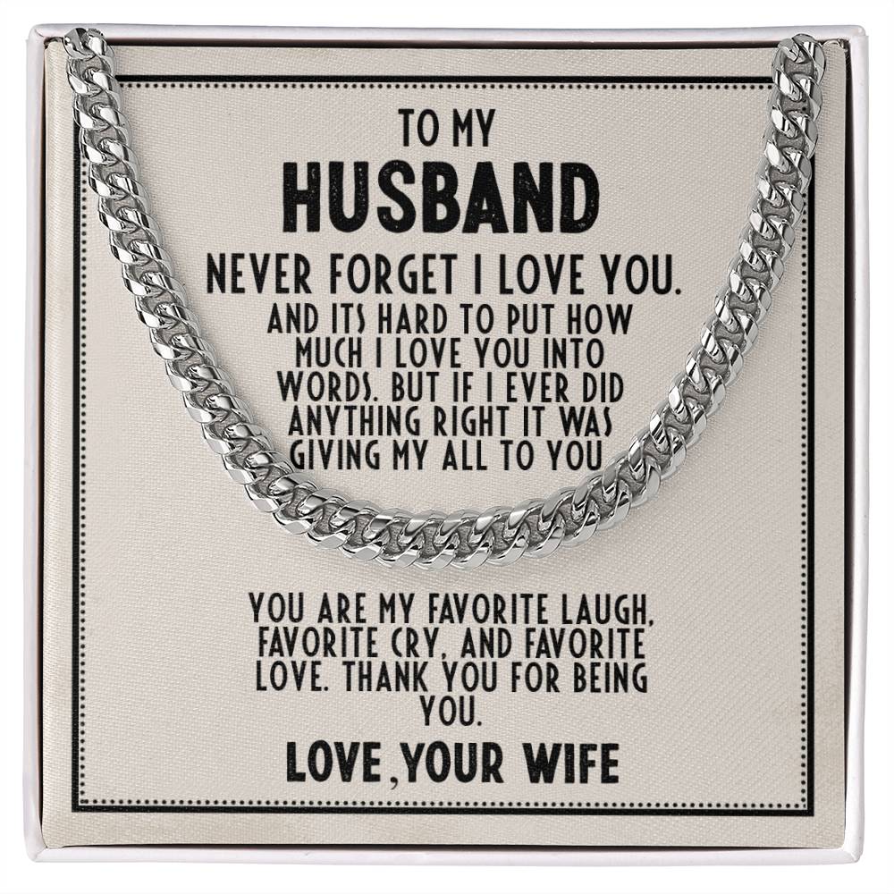 To My Husband - Never Forget I Love You - Cuban Link Necklace (Gold/Stainless Steel)