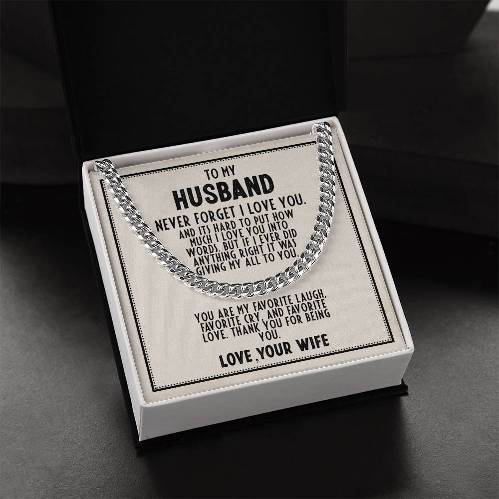 To My Husband - Never Forget I Love You - Cuban Link Necklace (Gold/Stainless Steel)