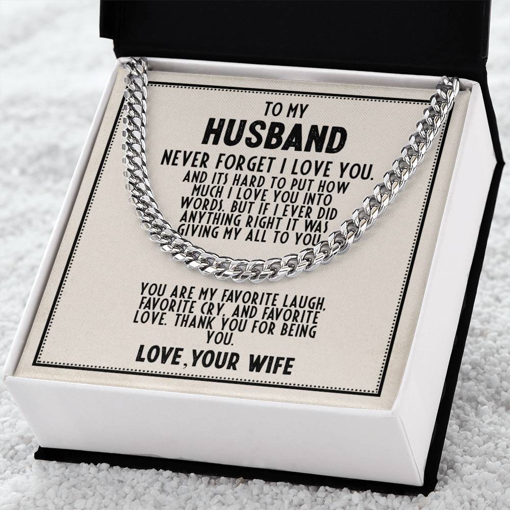 To My Husband - Never Forget I Love You - Cuban Link Necklace (Gold/Stainless Steel)