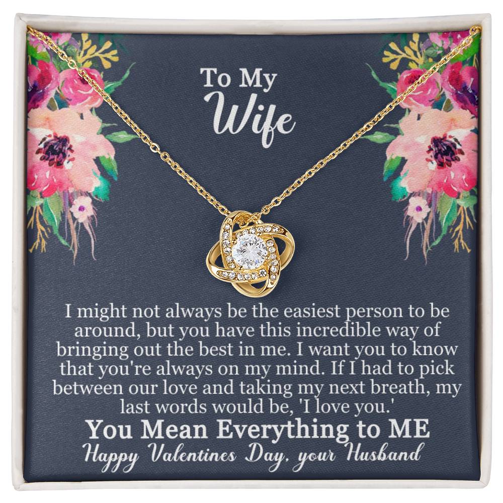 To My Wife - You Mean Everything- Love Knot (Yellow/White Gold)