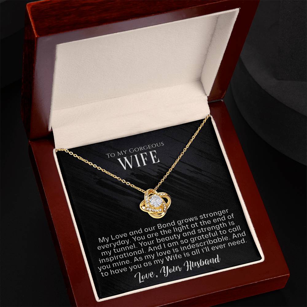 To My Wife - Our Love And Bond - Love Knot (Yellow/White Gold)