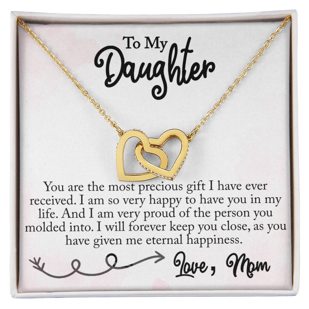 To My Daughter - Interlocking Heart Necklace (Gold/Rose Gold&Stainless Steel)