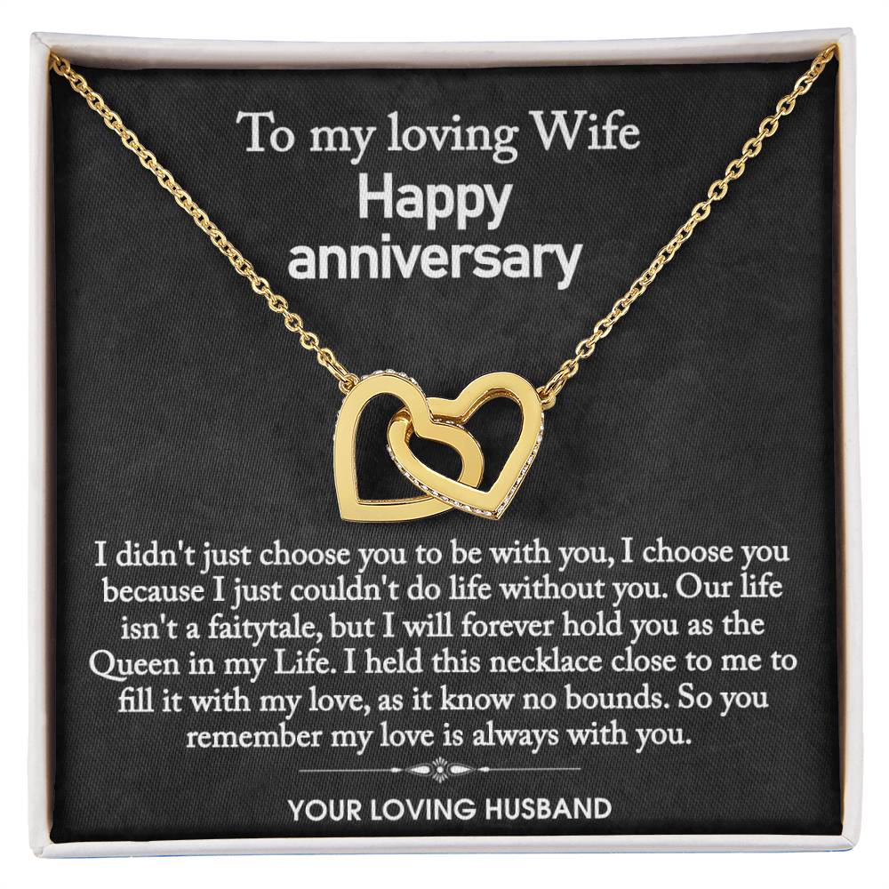 To My Wife - Queen of my Life - Interlocking hearts (Rose Gold/Stainless&Yellow Gold)