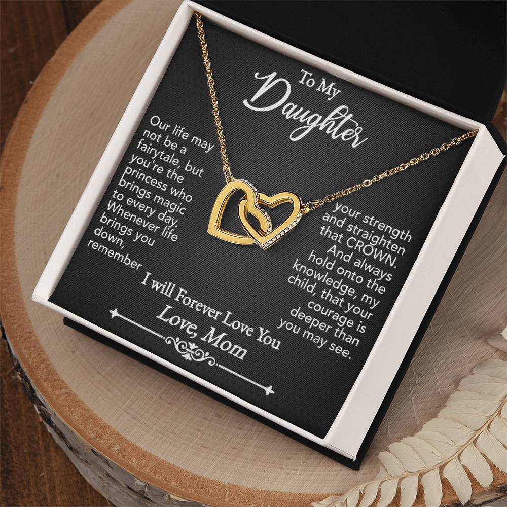 To My Daughter - Forever Love You - Interlocking Hearts (Gold/Rose Gold&Stainless Steel)