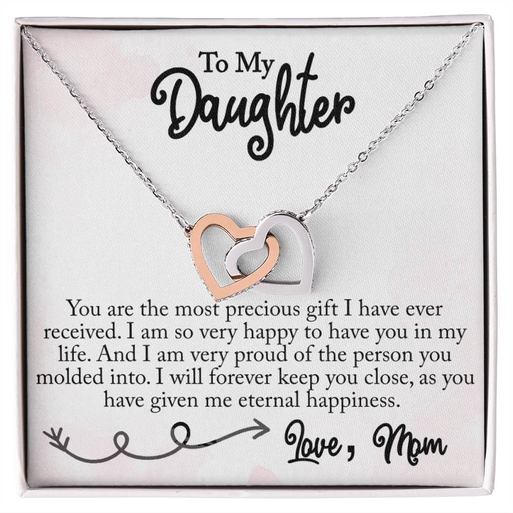 To My Daughter - Interlocking Heart Necklace (Gold/Rose Gold&Stainless Steel)