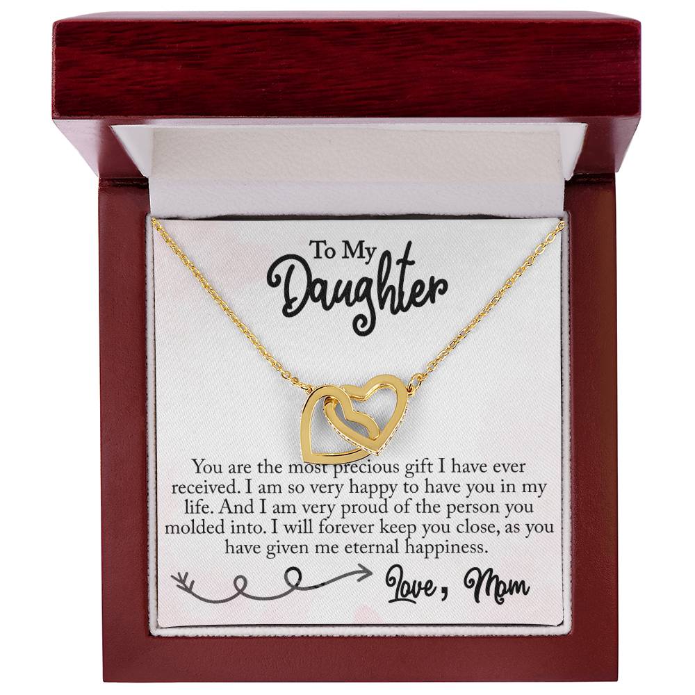 To My Daughter - Interlocking Heart Necklace (Gold/Rose Gold&Stainless Steel)