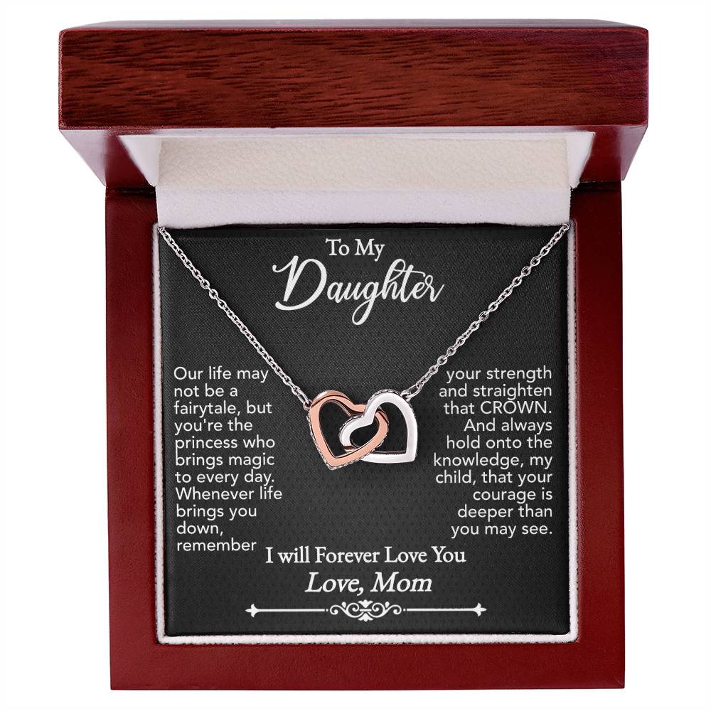 To My Daughter - Forever Love You - Interlocking Hearts (Gold/Rose Gold&Stainless Steel)