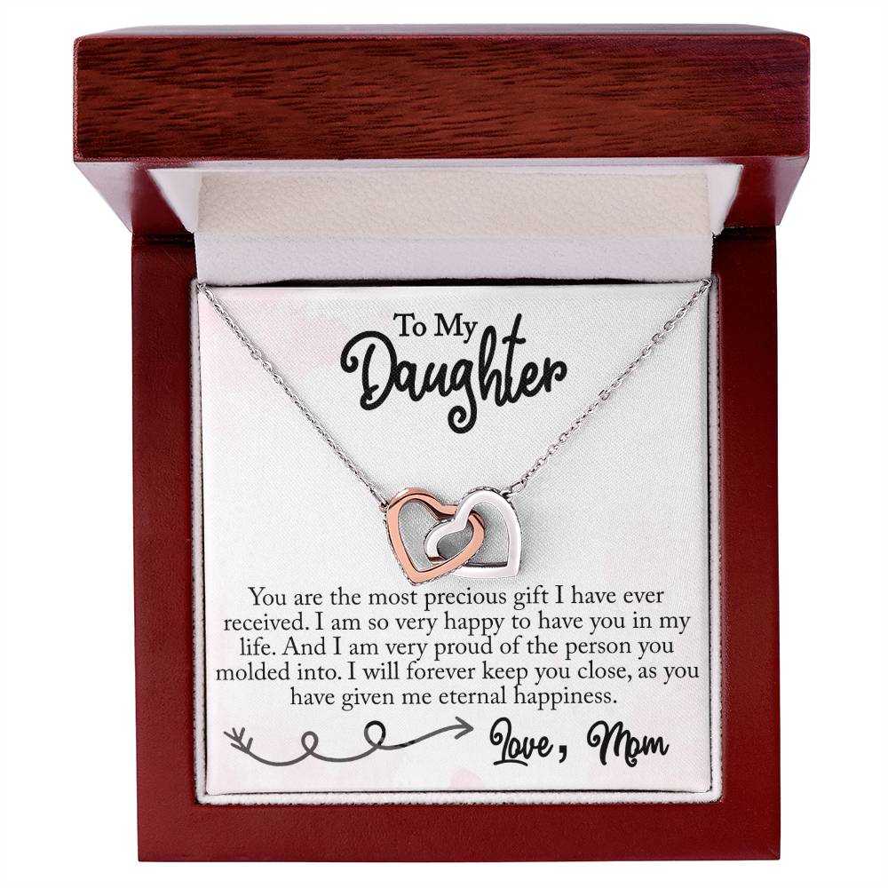 To My Daughter - Interlocking Heart Necklace (Gold/Rose Gold&Stainless Steel)