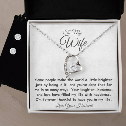 To My Wife - My World is Brighter - Forever Love Necklace