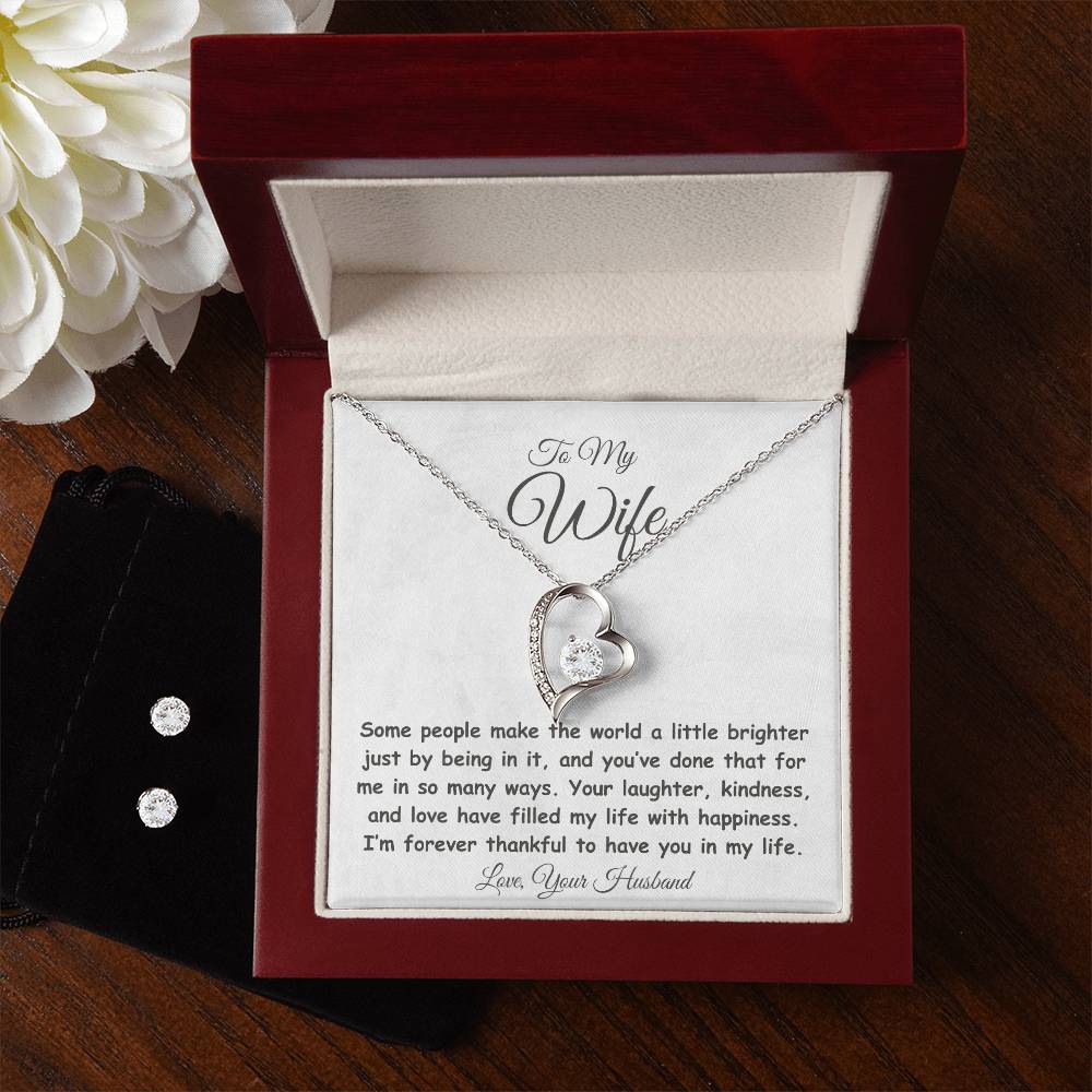 To My Wife - My World is Brighter - Forever Love Necklace